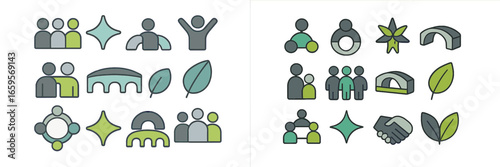 Diverse group icons showcasing human connection and teamwork dynamics