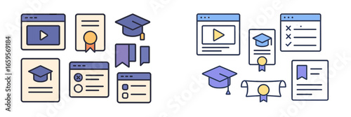 Vector illustrations depicting learning and achievement themes