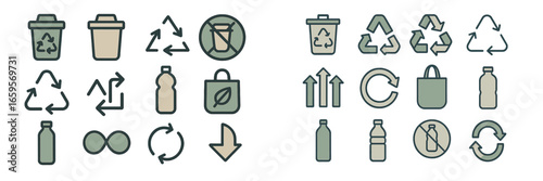 Eco-friendly vector icons for recycling and sustainability initiatives
