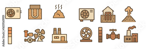 Brown-toned vector illustration of industrial equipment