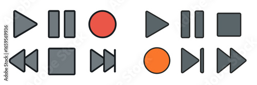 Modern vector control icons for multimedia applications