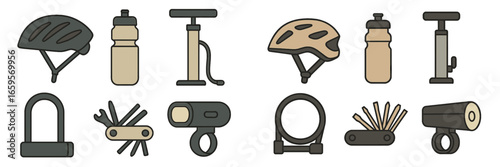 Bicycle accessories collection for outdoor cycling enthusiasts