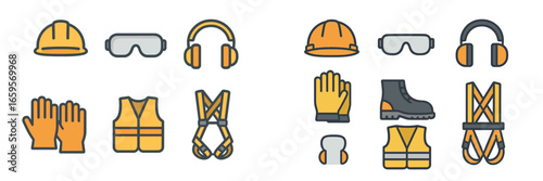 Construction safety equipment vector illustration for workers