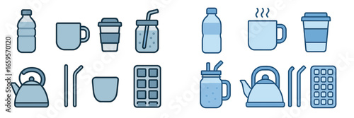Unique collection of beverage and container vector illustrations