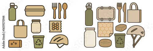 Eco-friendly camping gear vector illustration for outdoors