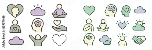 Wellness and mindfulness vector illustrations for emotional health