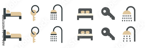 Sleep and hygiene essentials in minimalist vector style