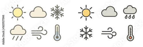 Weather symbols for various conditions in vector format