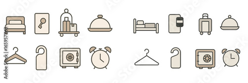 Vector illustrations of hotel amenities and services for travel