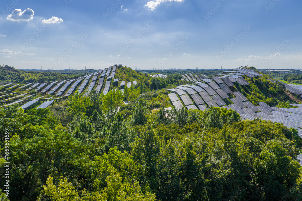 Fototapeta premium Photovoltaic panels on a hillside