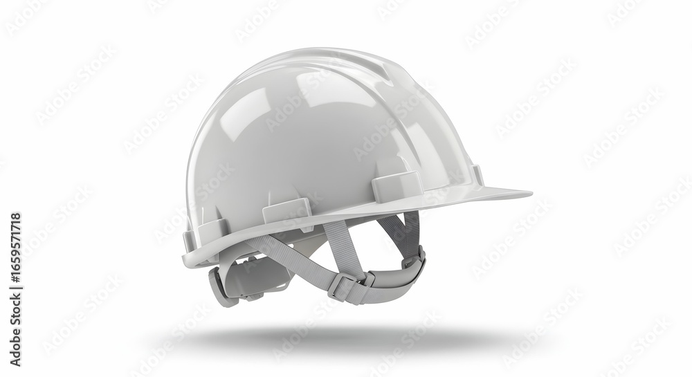 Fototapeta premium White Industrial Hard Hat for Construction Safety Isolated on White Background