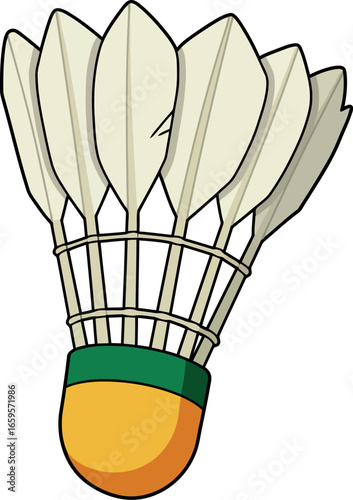 Badminton shuttlecock feather sport equipment for outdoor game play and athletic activity vector