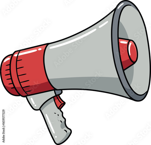 Classic red and white megaphone announcing important news or public address vector