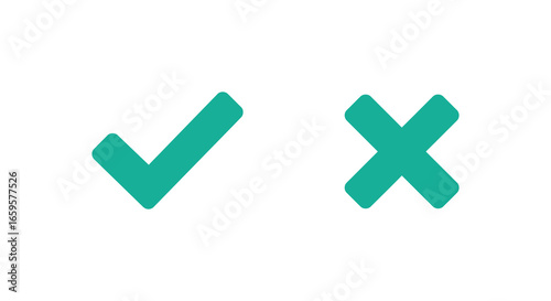Green checkmark and cross symbols on white background