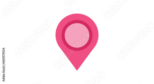 A pink map pin icon on a white background