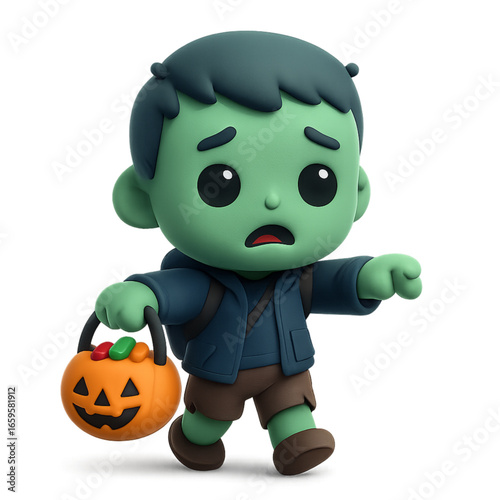 halloween pumpkin with a smile zombie