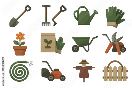 Gardening tools and equipment collection for home gardening enthusiasts