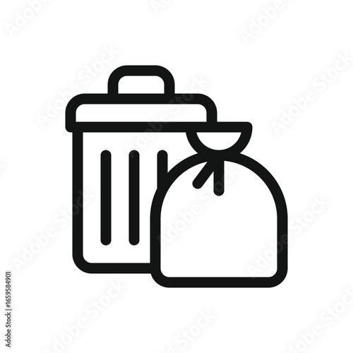 Garbage area line icon, residential waste collection vector symbol with editable stroke