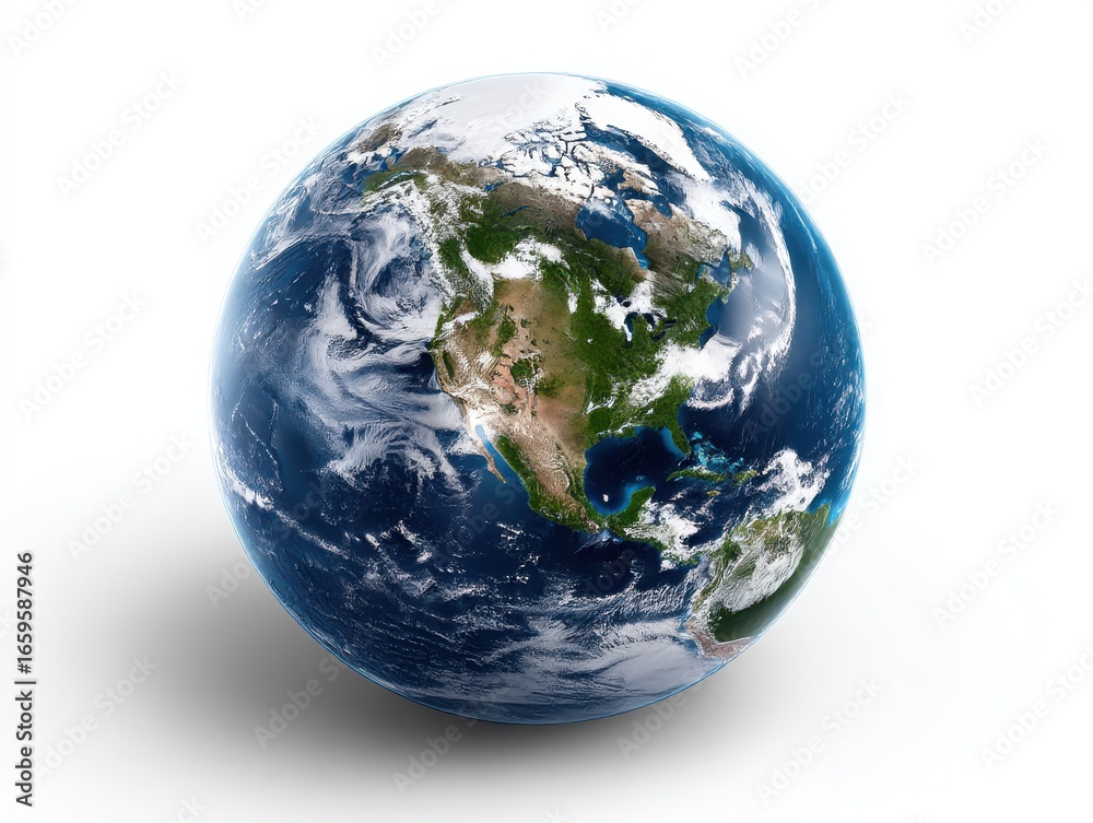 Fototapeta premium Planet earth globe with continents and oceans isolated on white background