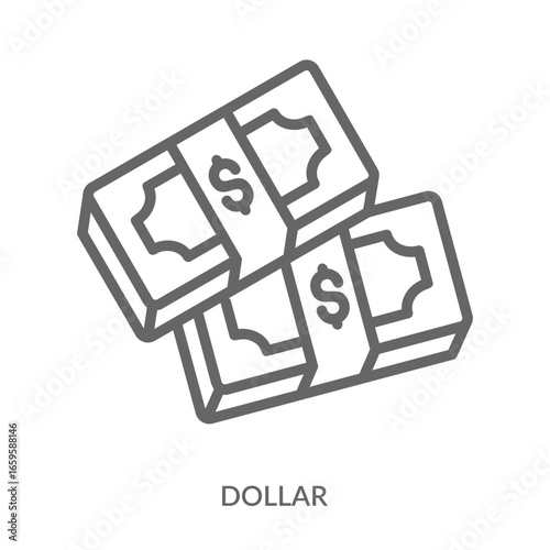Dollar Icon Line Style. Design Vector Illustration