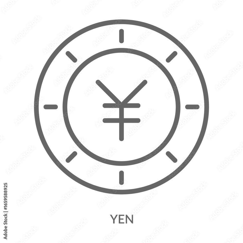 Fototapeta premium Yen Icon Line Style. Design Vector Illustration