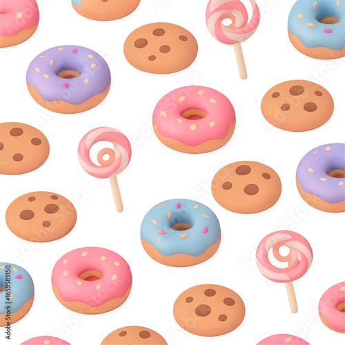set of colorful donuts dessert sweet snacks