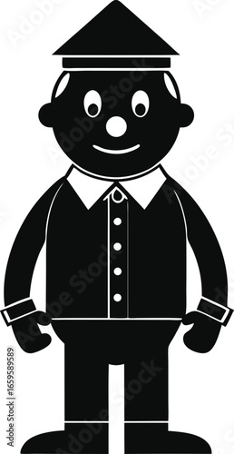 Vector illustration of a smiling cartoon doorman