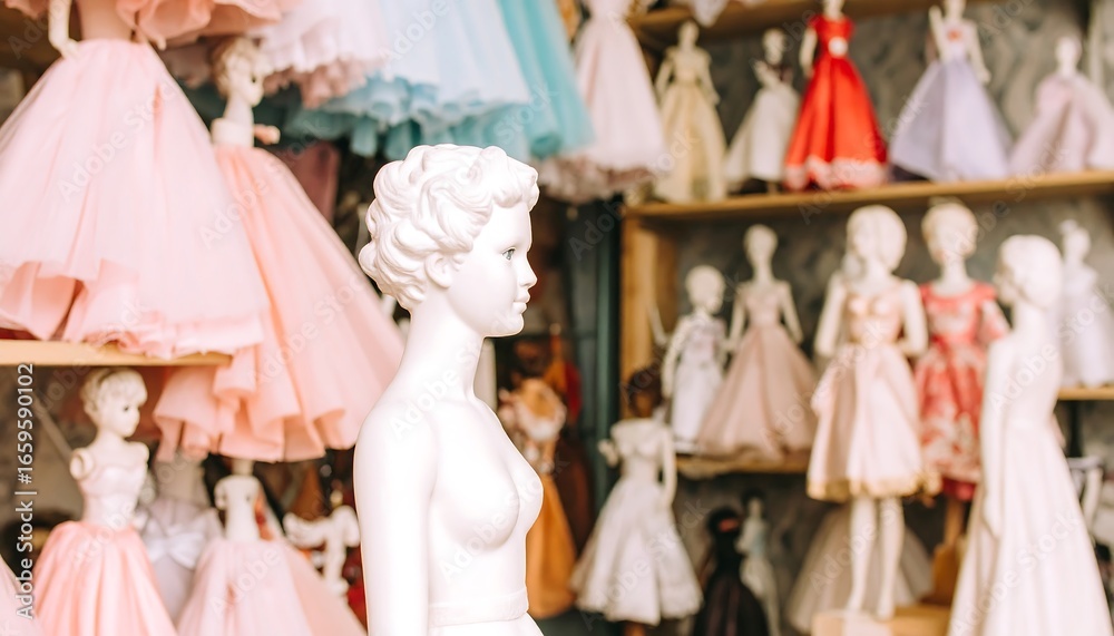 Fototapeta premium Mannequin in a vintage dress shop