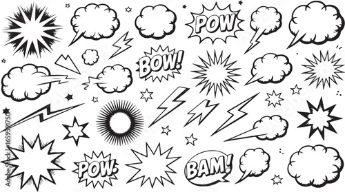 Comic Pop Art Speech Bubbles and Explosions veactor