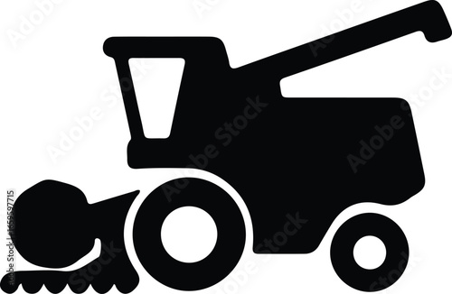 Vector combine harvester farming equipment machinery silhouette Illustrator
