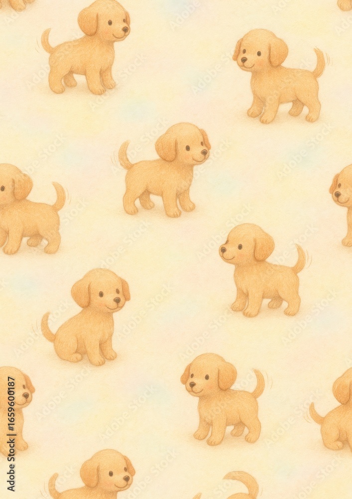 Fototapeta premium Cute puppy seamless pattern