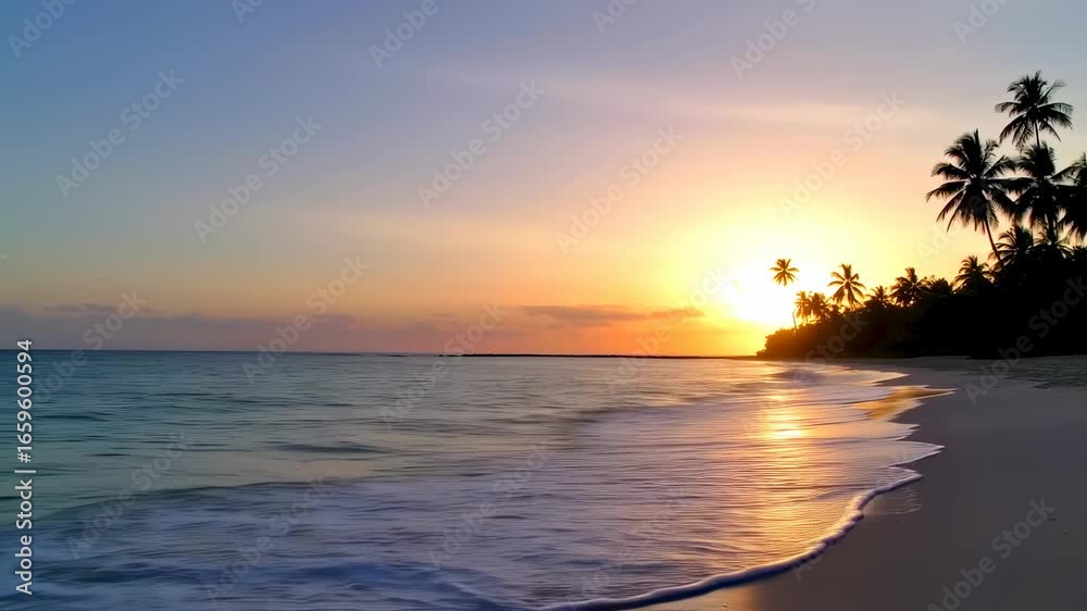 Golden Sunset on Tropical Beach Paradise