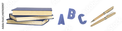 Set of school objects (book...