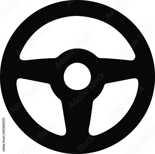 Vector steering wheel vehicle automobile transportation black and white silhouette Illustrator