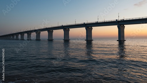 Wallpaper Mural Sunset View of a Long Bridge Over Calm Waters, Coastal Landscape Photography Torontodigital.ca