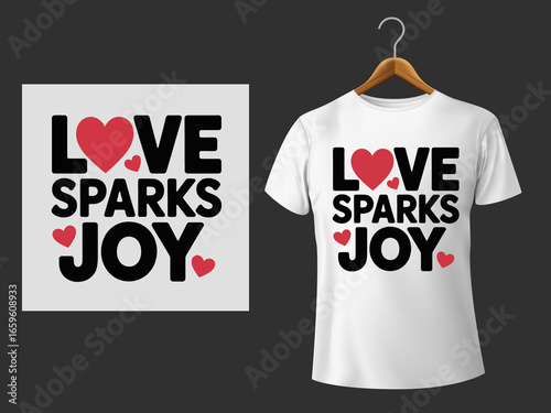 Love sparks joy text with hearts vector