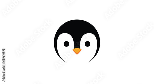 A simple, minimalist graphic illustration of a cute penguin's head, depicted as a circular icon on a clean white background.
