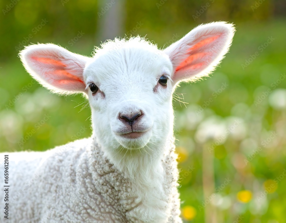 Fototapeta premium Adorable lamb in a field