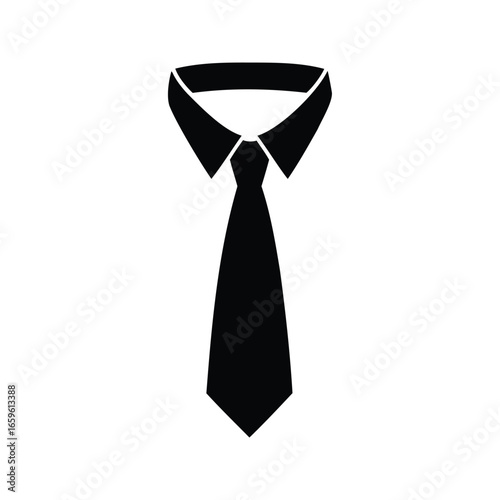 Elegant black and white tie with shirt collar clip art illustration, A shirt collar clip art silhouette vector illustration