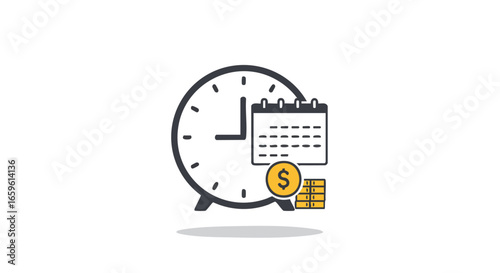 Conceptual illustration of time management, financial planning, and business scheduling.