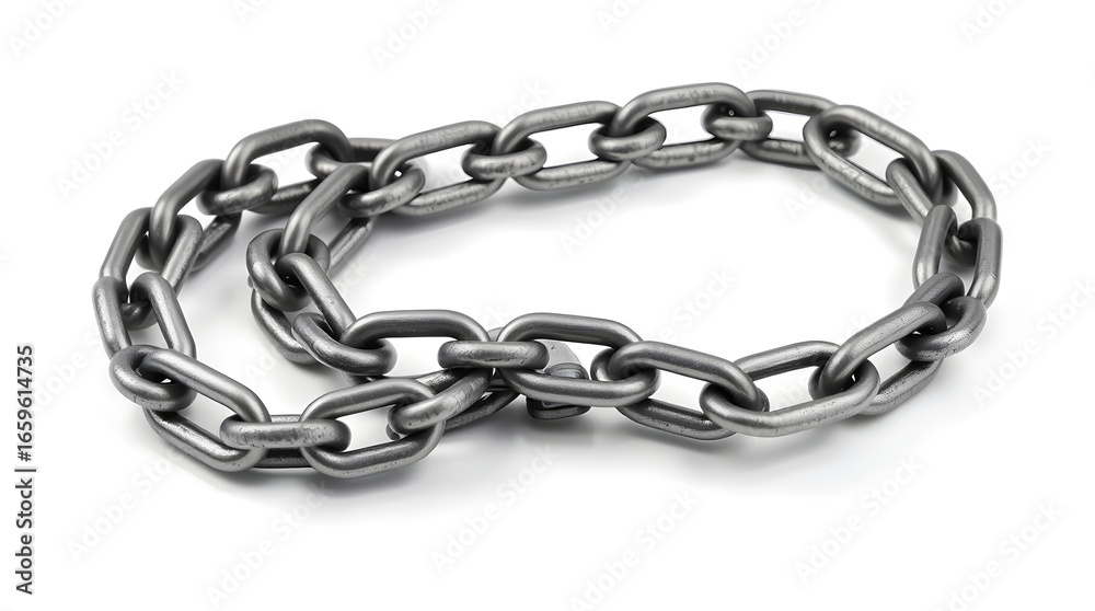 Obraz premium Metal chain lying on white background forming oval shape