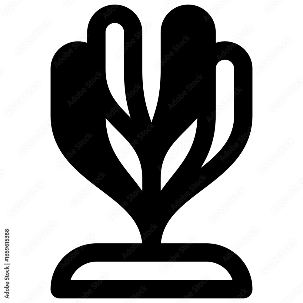Obraz premium Algae. Outlined stroke vector icon with black-filled details.