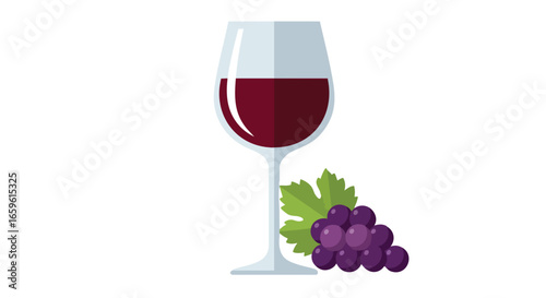 glass of red wine and grapes
