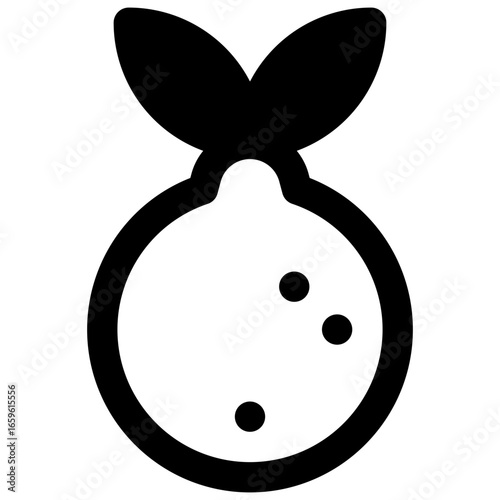 Tangelo. Outlined stroke vector icon with black-filled details.