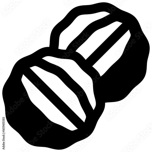 Tiger nut. Outlined stroke vector icon with black-filled details.