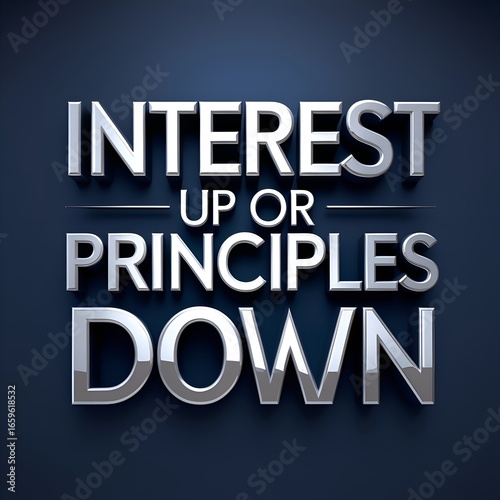 Business Concept of interest up, principles down 
