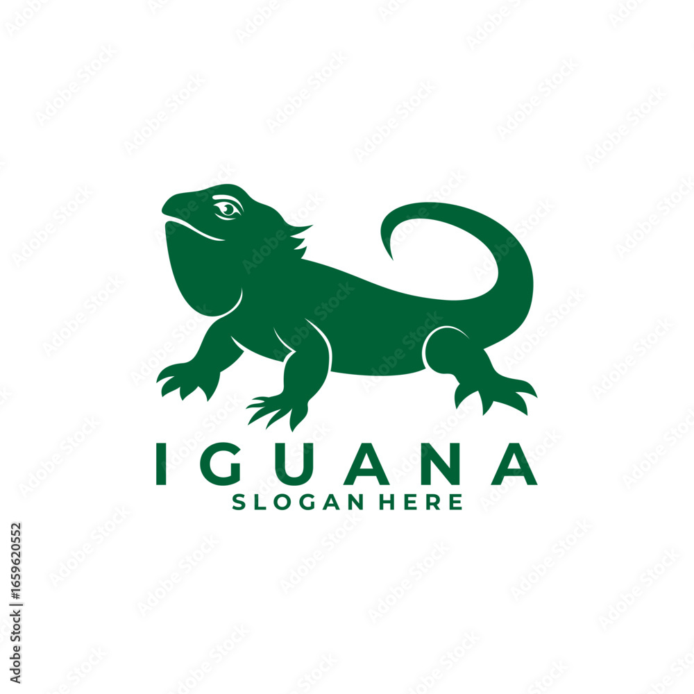Fototapeta premium Iguana Animal logo design vector template. Green Iguana vector logo icon
