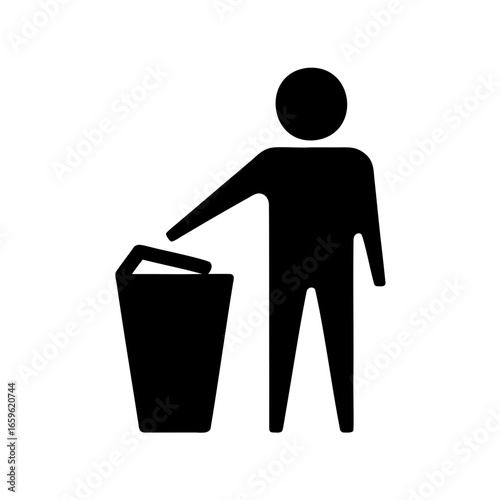 Icon of a person throwing trash in the bin for waste management
