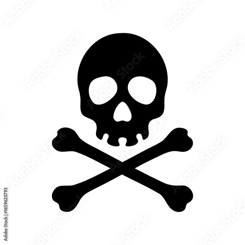 Skull and crossbones symbol representing danger or piracy on a white background