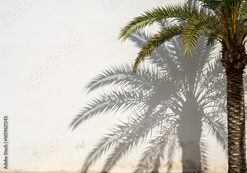 Palm Tree Shadow on White Wall